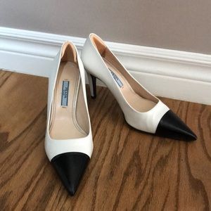 Prada - Spazzolato Black & White Pumps